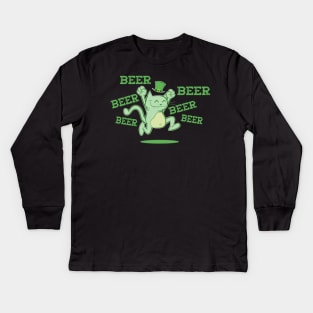 BEER CAT ST. PATS Kids Long Sleeve T-Shirt